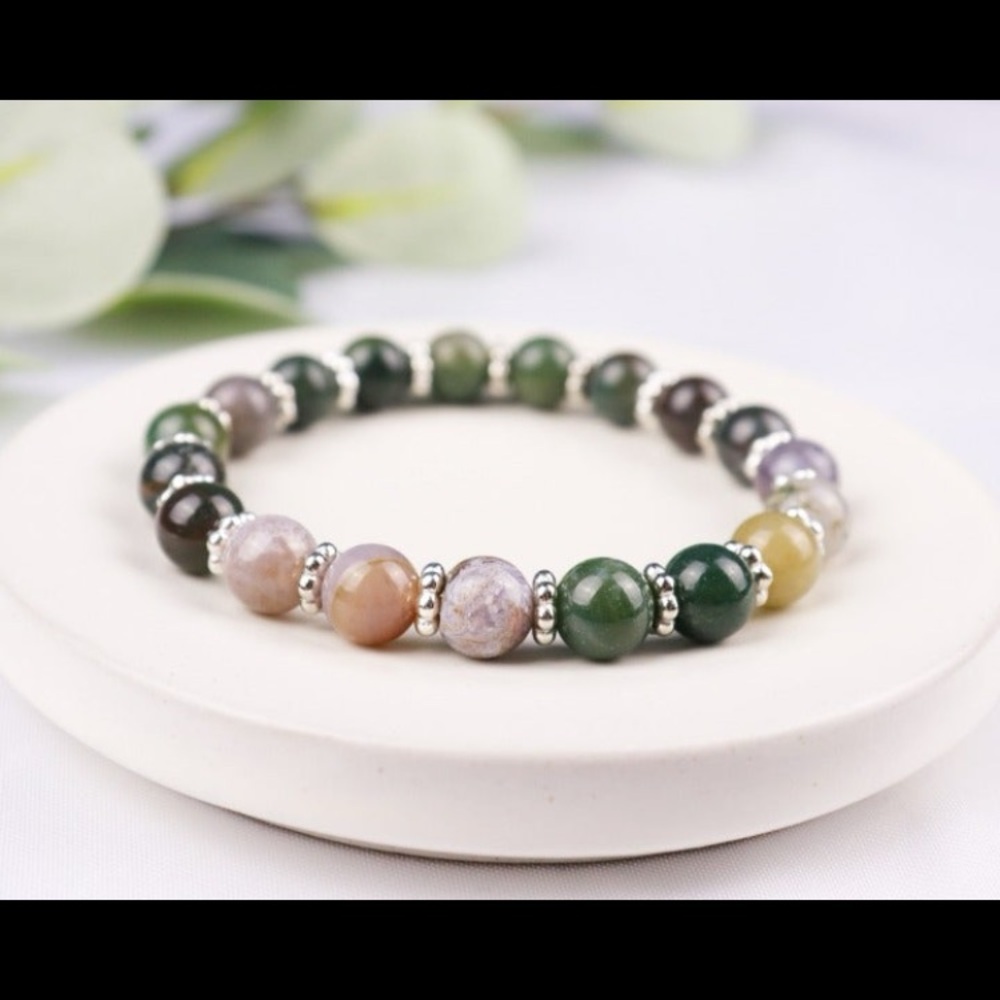 Ocean Jasper 8” Handmade Beaded Stretchy Bracelet